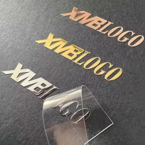 Custom Transparent Logo Metal Stickers UV Vinyl Transfer Hot Silver Bronzing Label