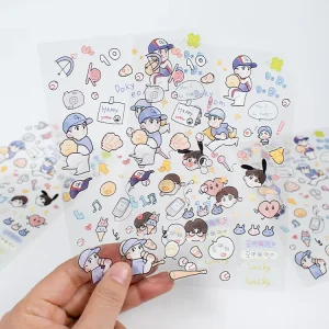 Custom Transparent Sticker Sheet Waterproof Vinyl Kiss Cut Sticker Sheets With Cardboard Backing