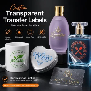 Custom Transparent Transfer Labels Waterproof Clear Film Decal Stickers for Glass Plastic Metal Ceramic OEM ODM