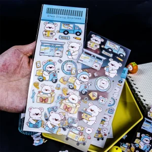 Custom Transparent Vinyl Printing Adhesive Paper Stickers Sheet Die Cut Cute Cartoon Waterproof Clear Sticker Labels