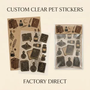 Custom Vintage Academia Style Clear PET Sticker Sheet Kiss Cut Multi Design Journaling Stickers for Scrapbooking