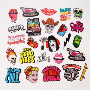 Custom Vinyl Crystal Holographic Waterproof Eco Friendly Die Cut Decorative Cartoon Logo Stickers for Holiday Decoration