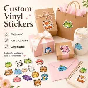 Custom Vinyl Stickers Waterproof Die Cut Cute Cartoon Labels For Packaging Gifts Bottle Laptop OEM ODM