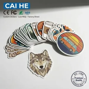 Custom Vinyl UV Printing Adhesive Waterproof Gold Stamping Embossing Debossing Cartoon Die cut Clean Label Stickers For Gift
