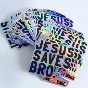 Custom Vinyl Waterproof UV-Resistant Cartoon Logo Die Cut Holographic Sticker Self-Adhesive Label Printing Hologram Stickers