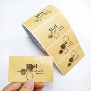 Custom Waterproof Adhesive Sticker for Candle & Photo Frame Custom Shape Gold Brown Kraft Paper CMYK Printing Die Cutting