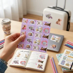 Custom Waterproof Cartoon Vinyl Stickers Self Adhesive Decals for Notebooks Stationery Water Cups & Luggage