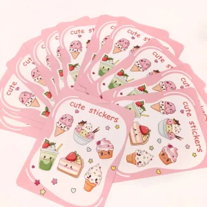 Custom Waterproof Cute Kawaii Dessert Stickers Ice Cream Cake Decals for Journaling Scrapbooking Gifts