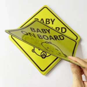 Custom Waterproof Die Cut Magnetic Reflective Baby on Board Sign Magnet Car Bumper Sticker