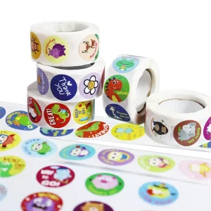 Custom Waterproof Eco-Friendly Vinyl Stickers Roll Self-adhesive Cartoon Character Stationery Sticker Label Roll Printing 100pcs