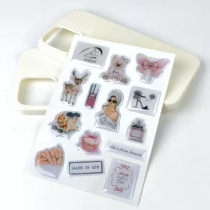 Custom Waterproof Epoxy Resin Die Cut Stickers for Phone Case Decoration 3D Stickers