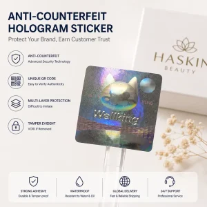 Custom Waterproof Hologram Brand Logo Sticker Sheet Printing Personalizados Self-adhesive Decorative Vinyl Label Sticker