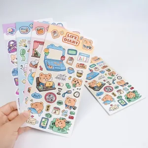 Custom Waterproof Korean Decoration Sticker Sheet PVC Kiss Cut Sticker Sheets for Kids Notebook