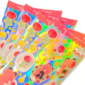 Custom Waterproof PVC Vinyl Kiss Cut Paper Stickers Custom Printed Cute Cartoon Stationery Decoration UV Printing