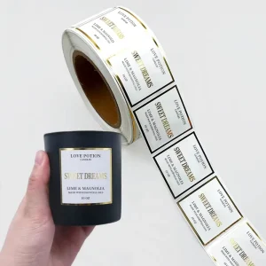 Custom Waterproof Private Candle Jar Warning Label Matte Gold Foil Logo Sticker Printing Packaging Label For Candle Jars