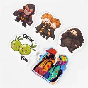 Custom Waterproof Self Adhesive Label Sticker Set Holographic Effect Custom Own Design Cartoon Sticker Creator