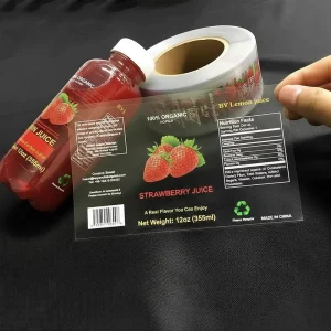 Custom Waterproof Self Adhesive Transparent Fruit Beverage Sticker Juice Plastic Bottle Packaging Vinyl Private Label Sticker