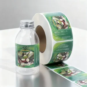 Custom Waterproof Self Adhesive Vinyl Sticker Roll Private Label Printed Vinegar Oil Glass Bottle Food Packaging Labels
