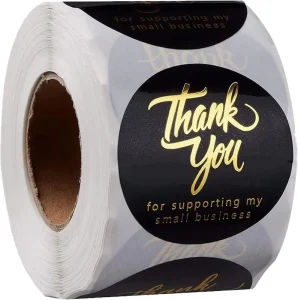 Custom Waterproof Thank You Stickers Decorative Round Cute Logo Thank You Sticker Roll Paper