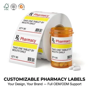 Custom Waterproof Thermal Pharmacy Prescription Labels Roll Self Adhesive Rx Medicine Bottle Sticker 300 Per