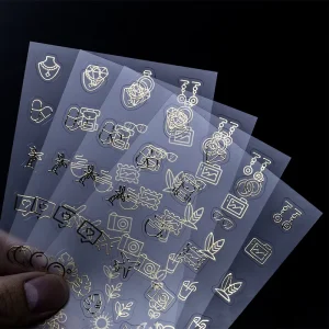 Custom Waterproof Transparent Gold Foil Stickers Sheet Printing Clear Adhesive Paper Vinyl Promotional Sticker Labels
