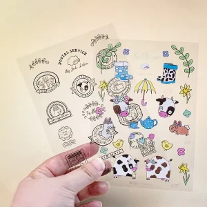 Custom Waterproof Transparent Vinyl Sticker Sheet Kiss Cut A5 A6 Sticker Sheet For Decorative