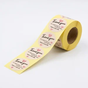 Custom Waterproof Vinyl Adhesive Roll Labels Durable Eco-Friendly Vinyl Thank You Label for Product Seal Packaging Label