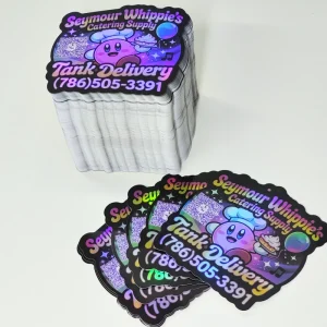 Custom Waterproof Vinyl Holographic Clear PVC Logo Sticker UV Printed Individual Die Cut Kiss Cut for Cars Laptops Windows