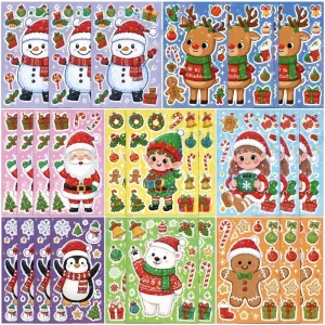 Custom Waterproof Vinyl Kiss Cut Cartoon Christmas Theme Sticker Sheet