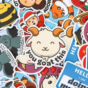 Custom Waterproof Vinyl Stickers Cute Cartoon Die Cut Adhesive Logos for Promotions Parties Gifts Printed on Paper PVC Materials