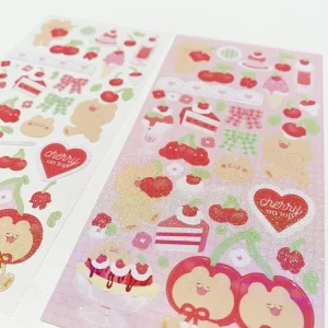 Custom White PVC Holographic Sequin Sticker Sheets Paper with Clear Transparent Release Backing