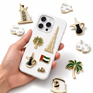 Custom Zinc Alloy Enamel Pins & Cell Phone Case UAE Style UV Printed Irregular Figure Personalized Holiday Gift