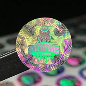 Custom logo Shape Holographic Security Sticker Waterproof Die Cut Vinyl Holographic Laser Label Sticker Holographic Vial Sticker