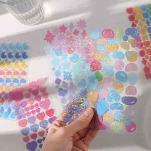 Customised Luxury High Quality Waterproof Transparent Vinyl PVC Plastic Hologram Kiss Cut Sticker Sheet Permanent