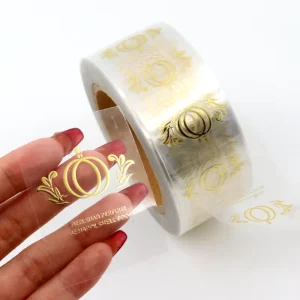Customised Self Adhesive Transparent Bopp Gold Foil Clear Vinyl Logo Label Sticker for Cosmetic Perfume Bottles