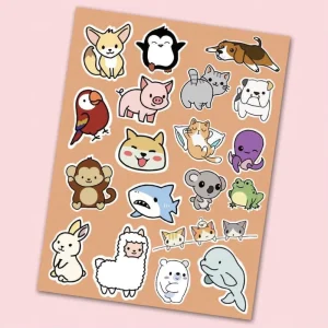 Customizable A5 Vinyl Clear Pet Animal Sticker Sheets Matte Finish Random for Mirror