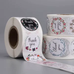 Customizable Branded Self Adhesive Round Sticker Pack 500 Pieces Rolled for Free Sample for Wine Clothing Perfume Promotion