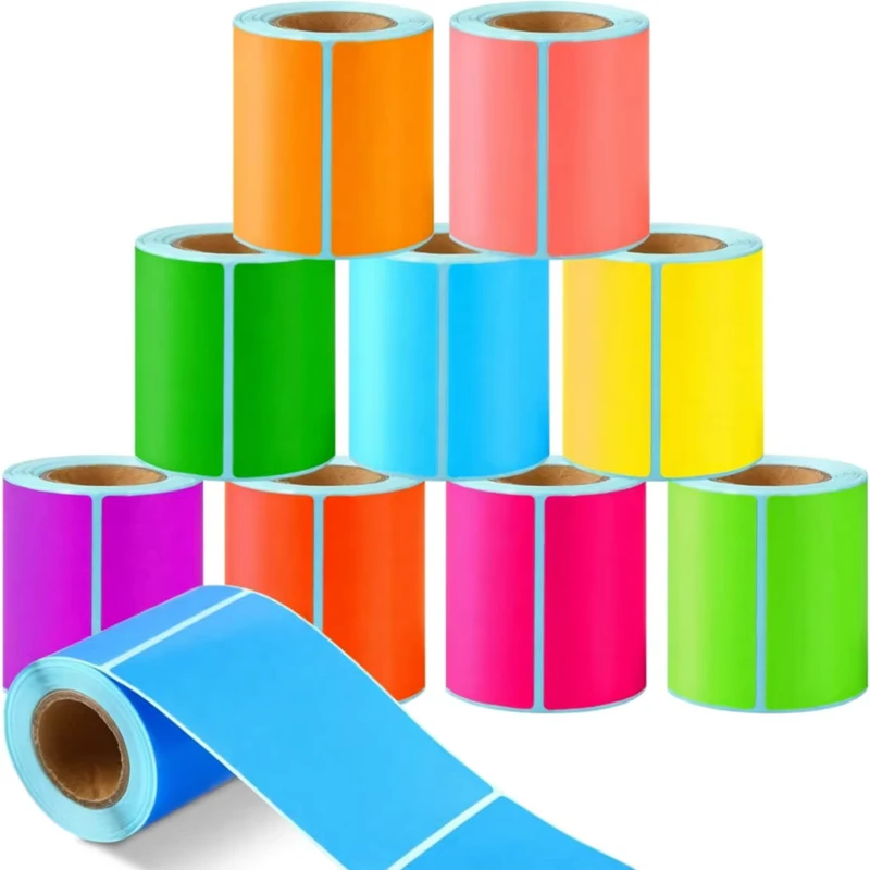 Customizable Colored Sticker Rolls Rectangular Coding Labels Bright Colors Self Sticky for Agriculture Use Classroom Home