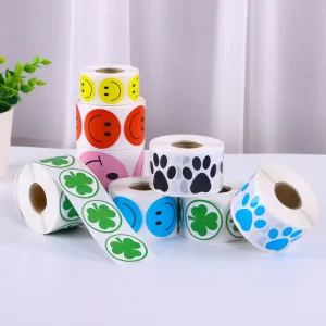 Customizable Jingwang Brand Adhesive Glossy UV Coated Paper Sticker Roll Strong Tensile Strength Irregular Shape Color Printing