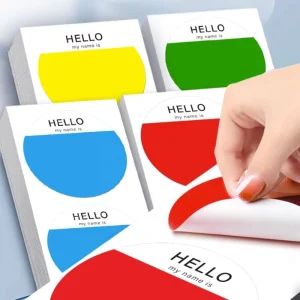 Customizable Waterproof Name Sticker Sheet ‘Hello My Name Is’ Color Printing Custom Shape Laminate Finish for Office Classroom