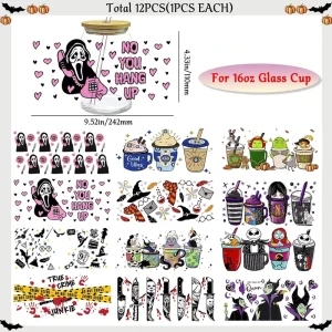 Customizable waterproof water bottle stickers UV DTF cup wrap transfer stickers suitable for 16 ounce cups