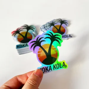Customize UV Proof Self Adhesive Permanent Vinyl Holographic Logo Labels Waterproof Rainbow Reflective Sticker Printing