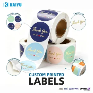 Customized 100pcs/roll Personalized Vinyl Paper ‘Thank You’ Stickers Packaging Labels for Snack Pet Food Sandwich Small Business
