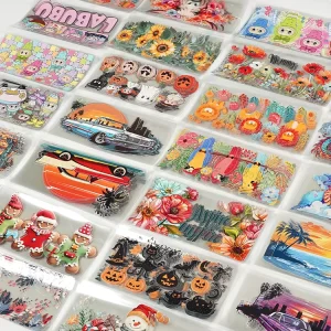 Customized 3D Paper Stickers Set Gold Foil PVC Waterproof Heat Transfer Labels UV Coated Stickers