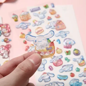 Customized 3D Puffy Sticker Sheet Cartoon Decorative 3D Crystal Sticker 3D Embossed Stickers For Kids