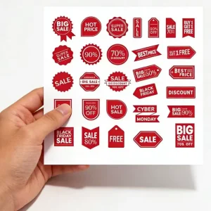 Customized Adhesive Vinyl Stickers Waterproof for Supermarket Promotion and Goods Customized Promotional Labels