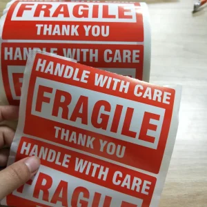 Customized Adhesive Warning Label Set Self Removable Oil Proof Plastic Stickers for Supermarket Candle Shipping Other Uses