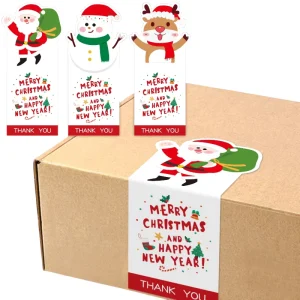 Customized Christmas Sticker Gift Box Sealing Label Printing Custom Logo Sticker Packaging Mailer Boxes Label Adhesive Sticker