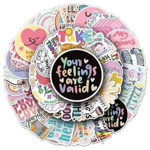 Customized Durable Cute Cartoon Vinyl Stickers with Irregular Figure Motivational Sayings for Children’s Book Promotional Use