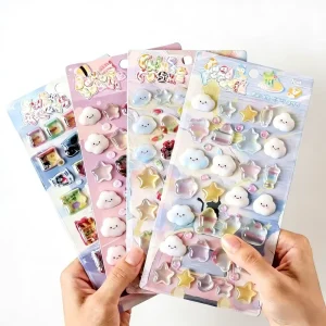 Customized High Quality Cartoon 3D Crystal Sticker PVC Cute Domed 3D Sticker Solid And Hard 3D Puffy Sticker Promotional Gifts
